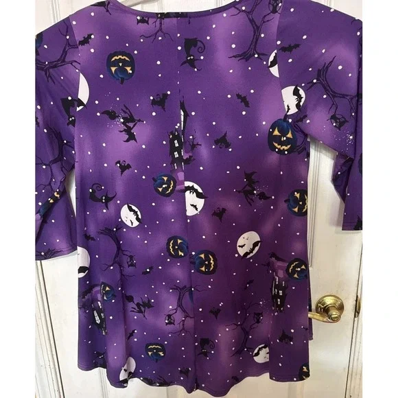 Larace Plus Sz 2x Purple Halloween Swing Tunic, 3/4‎ Sleeve. - Picture 4 of 5